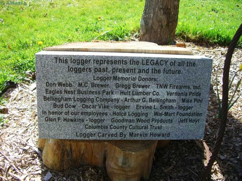 Logging memorial plaque in Vernonia, Oregon.